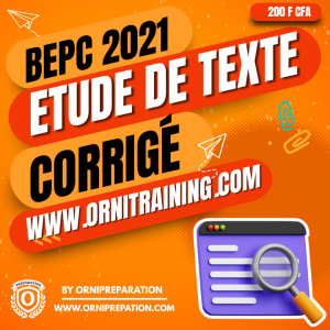Corrigé d'Etude de texte, BEPC 2021 - Cameroun