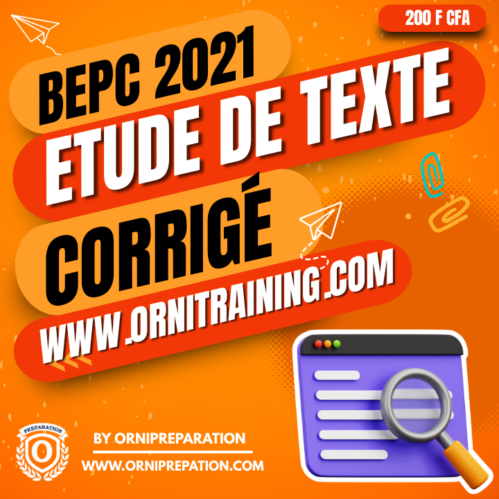 Corrigé d'Etude de texte, BEPC 2021 - Cameroun