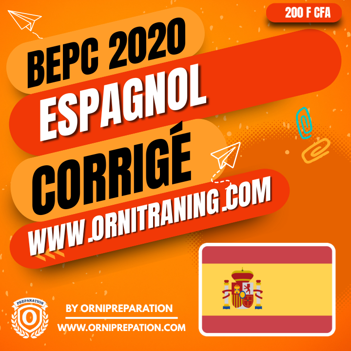 Corrigé d'Espagnol, BEPC 2020 - Cameroun