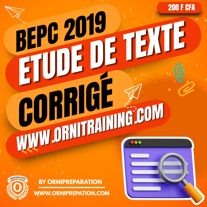 Corrigé d'Etude de texte, BEPC 2019 - Cameroun