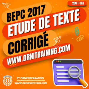 Corrigé d'Etude, BEPC 2017- Cameroun