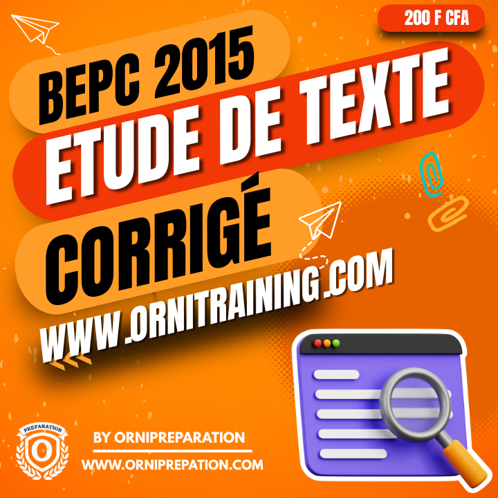 Corrigé d'Etude de texte, BEPC 2015 - Cameroun