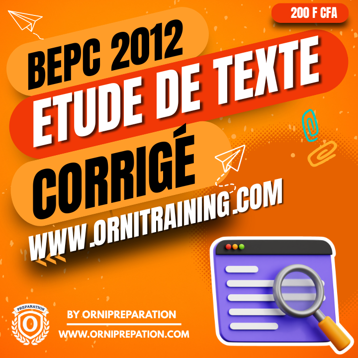 Corrigé d'Etude de texte, BEPC 2012 - Cameroun