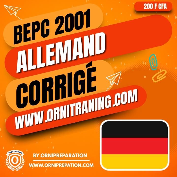 Corrigé d'Allemand, BEPC 2001 - Cameroun