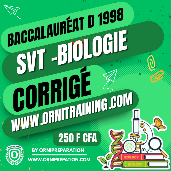 Corrigé de SVT, Baccalauréat D 1998- Cameroun