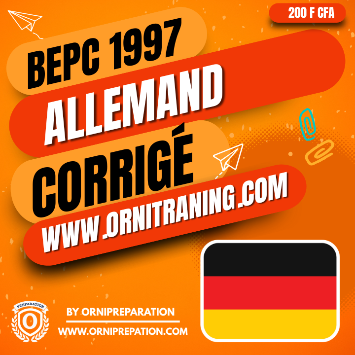 Corrigé d'Allemand, BEPC 1997 - Cameroun