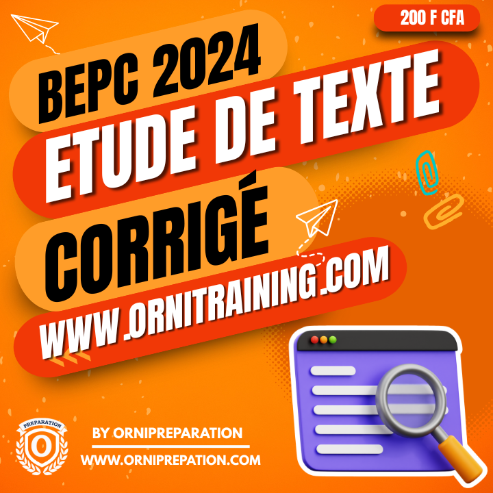 Corrigé d'Etude, BEPC 2024 - Cameroun