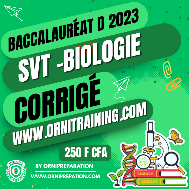 Corrigé de SVT, Baccalauréat D 2023 - Cameroun