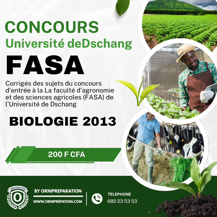 Corrigée de sujet de biologie 2013 de la FASA