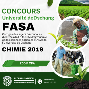 Corrigée de sujet de chimie 2019 de la FASA